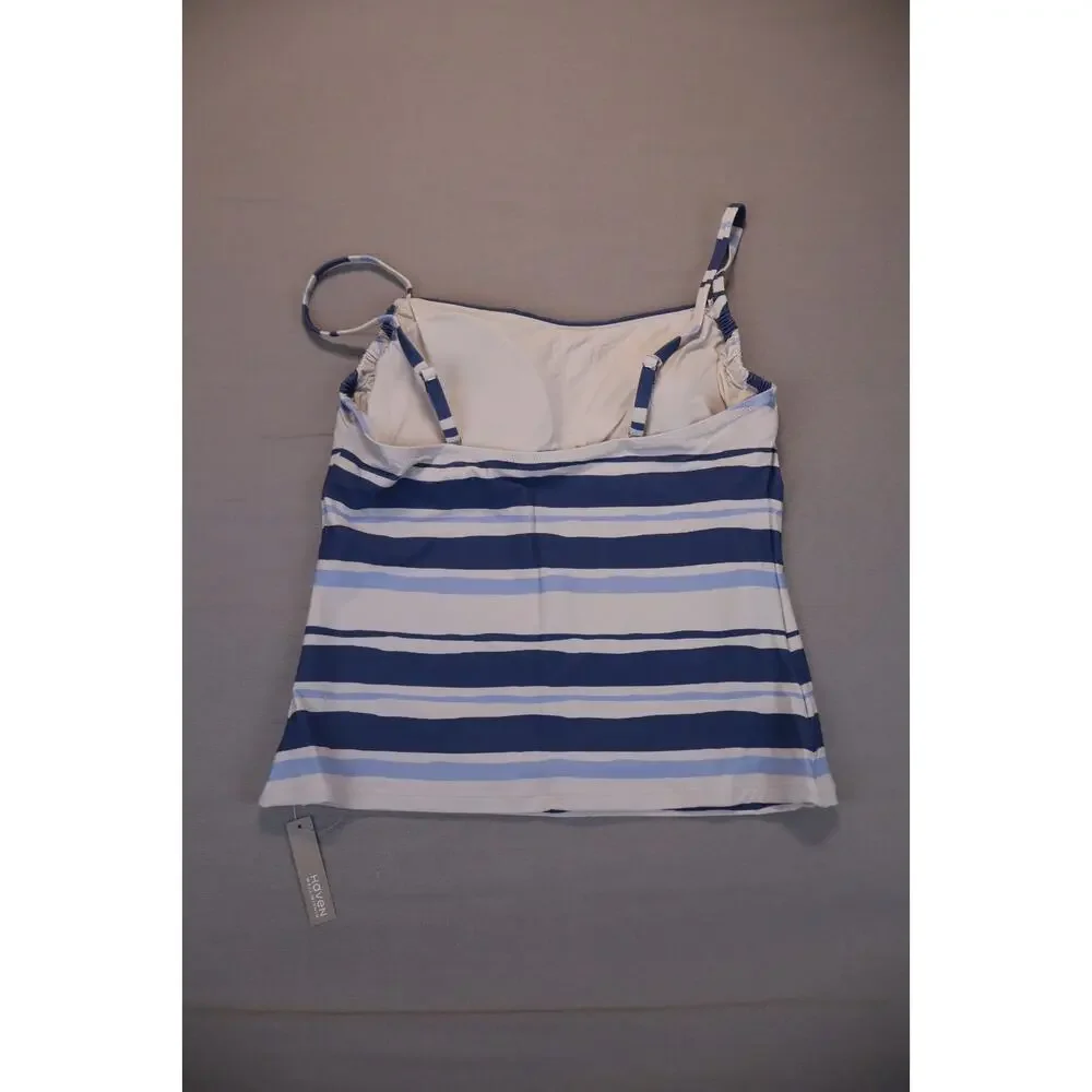 Haven Well Within Women's Blue Striped Sleeveless Padded Tankini Swim Top Size L